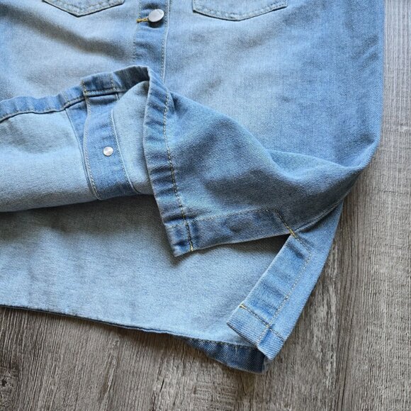 JouJou Jean Jacket Womens Size Extra Large Denim Button Front Pockets Faded Blue - Picture 12 of 16